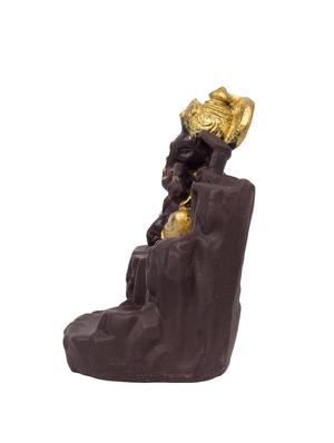 golden peacock gold color back flow smoke incense burner lord ganesha emblem auspicious and success red polyresin incense holder - 15914532 - Standard Image - 6