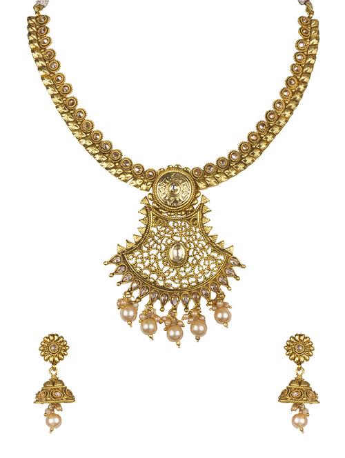 gold brass long necklace - 15914917 - Standard Image - 1