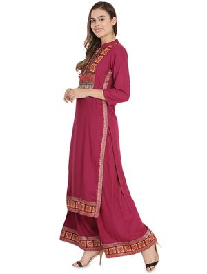 printed kurta with palazzo set - 15915436 - Standard Image - 2