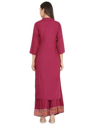 printed kurta with palazzo set - 15915436 - Standard Image - 3