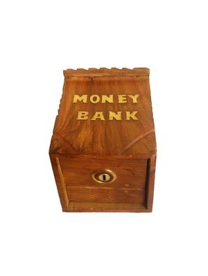 handicrafts brown wooden money bank for kids - 15915544 - Standard Image - 2