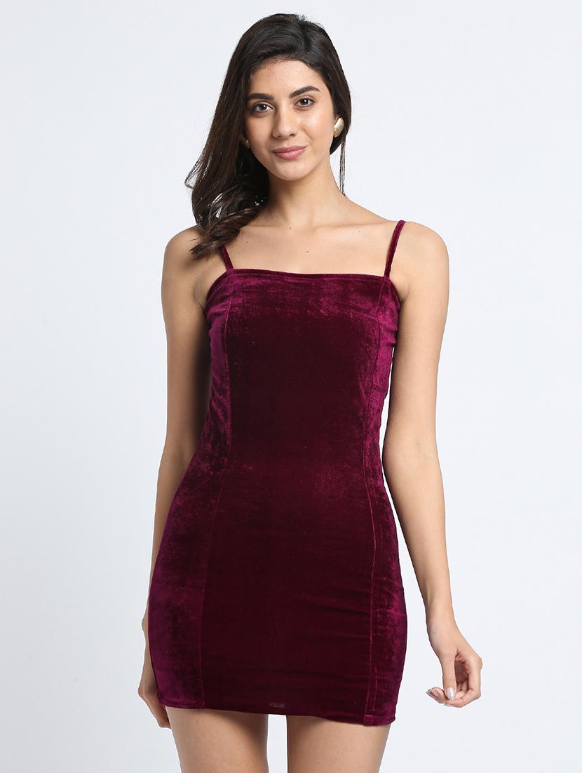 Maroon velvet bodycon dress - 15915822 - Zoom Image - 1