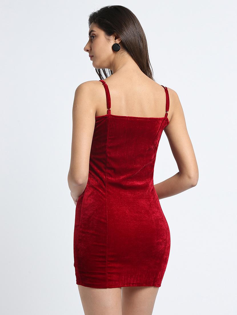 hot red velvet bodycon dress - 15915823 - Zoom Image - 3