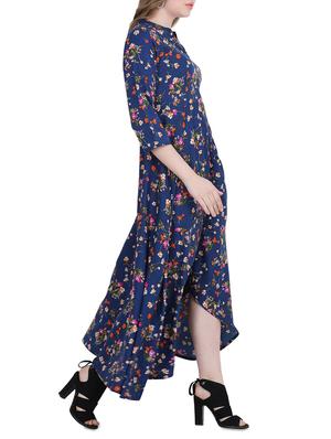 floral mandarin collar maxi dress - 15915991 - Standard Image - 2
