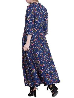 floral mandarin collar maxi dress - 15915991 - Standard Image - 3