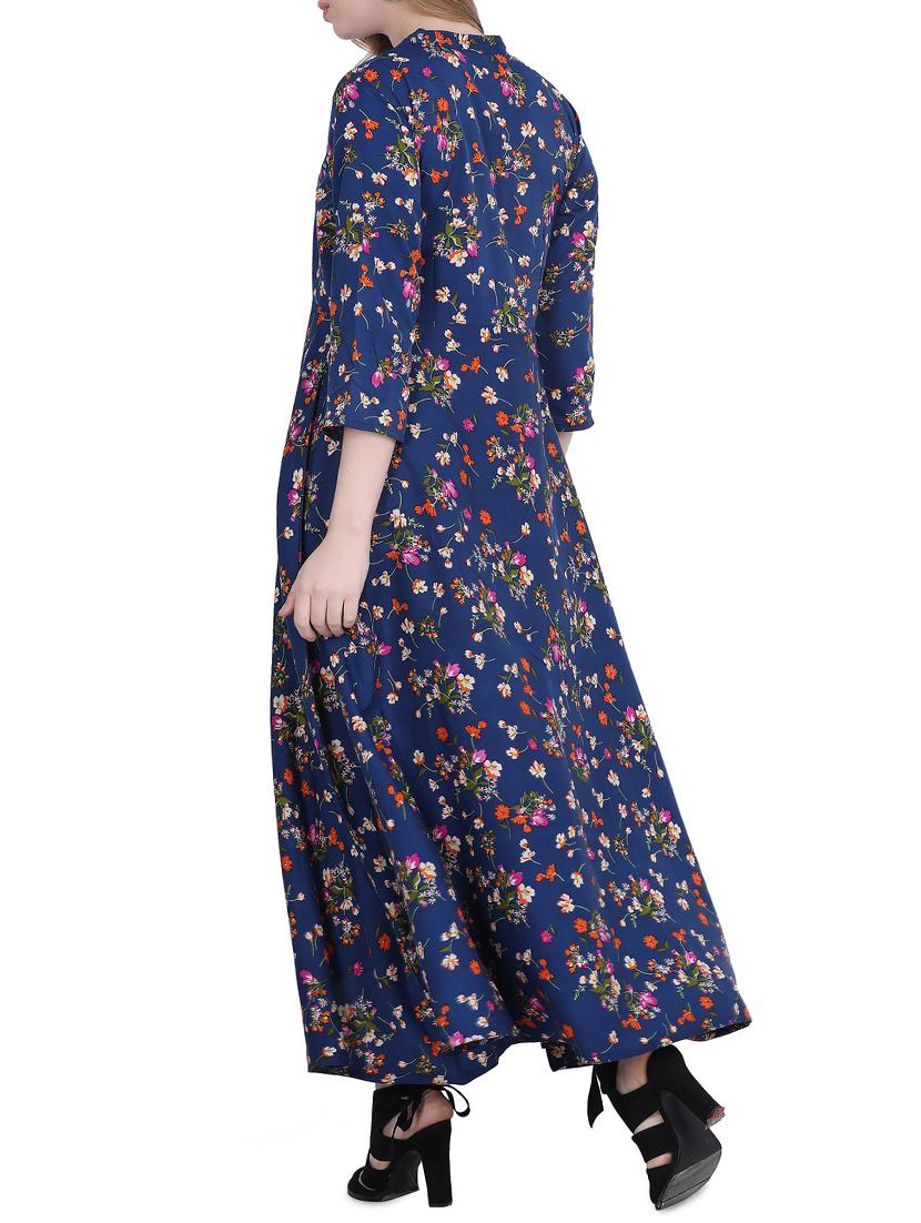 floral mandarin collar maxi dress - 15915991 - Zoom Image - 3