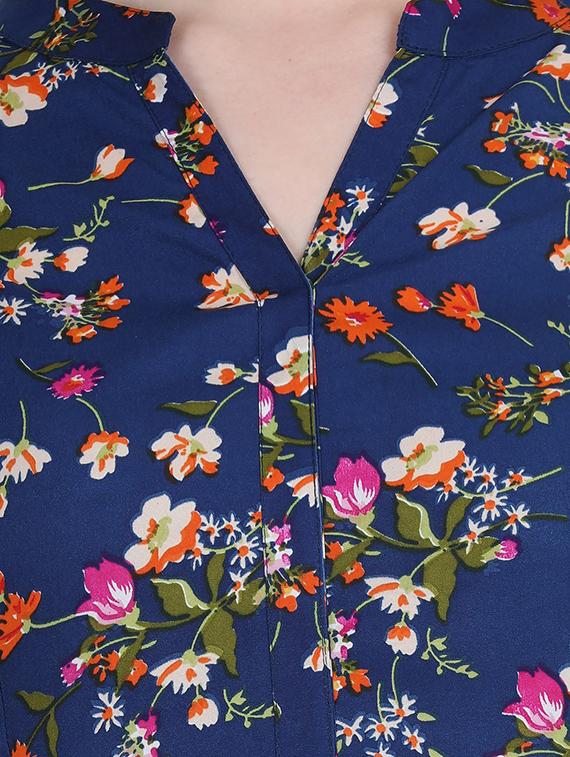 floral mandarin collar maxi dress - 15915991 - Zoom Image - 4