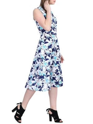 mandarin neck floral a-line dress - 15916002 - Standard Image - 2