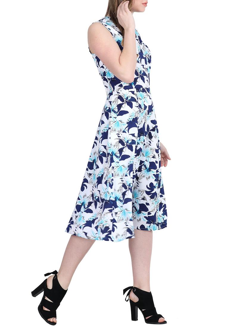 mandarin neck floral a-line dress - 15916002 - Zoom Image - 2