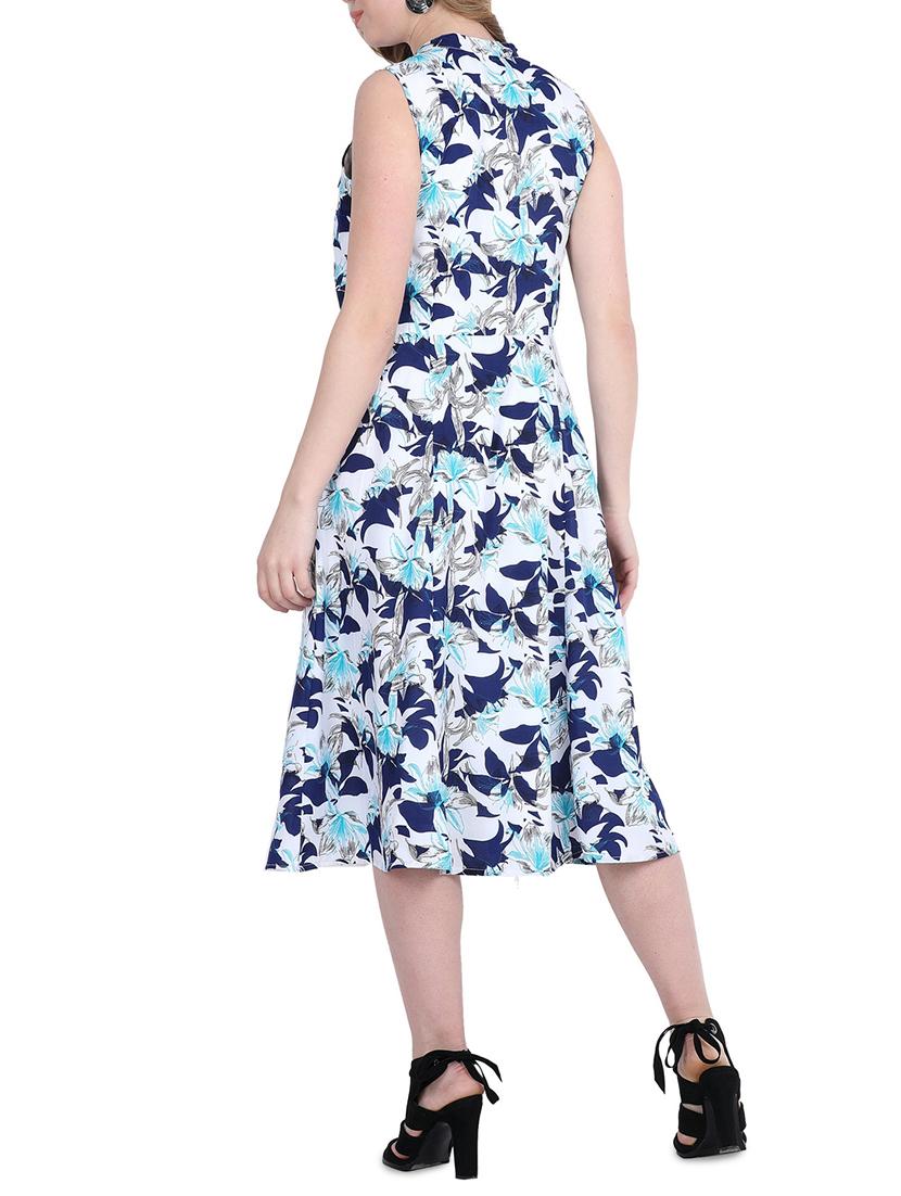 mandarin neck floral a-line dress - 15916002 - Zoom Image - 3
