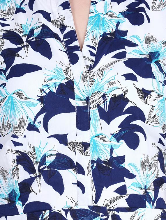 mandarin neck floral a-line dress - 15916002 - Zoom Image - 4