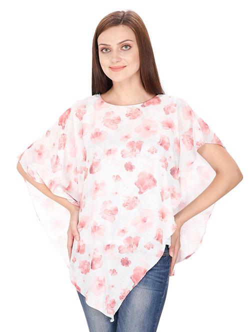 asymmetric floral overlay top - 15916432 - Standard Image - 1