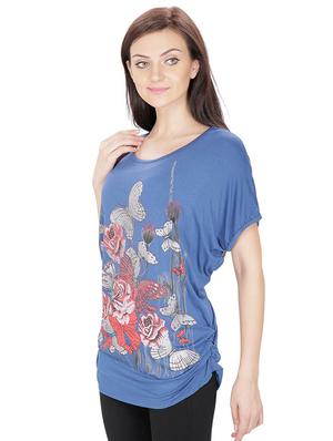 lace paneled graphic print top - 15916446 - Standard Image - 2