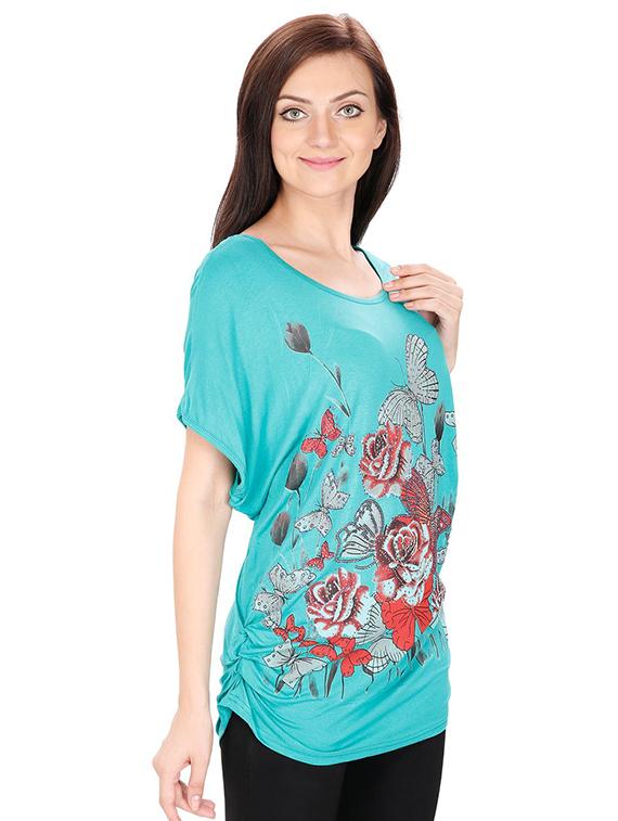 lace paneled graphic print top - 15916447 - Zoom Image - 2