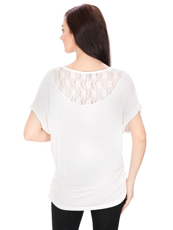 lace paneled graphic print top - 15916448 - Zoom Image - 3