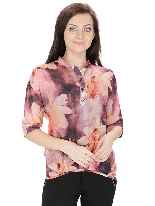 button detail floral high low top - 15916508 - Standard Image - 1