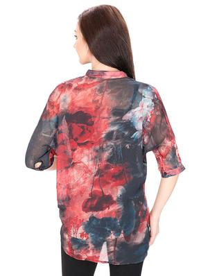 button detail floral high low top - 15916509 - Standard Image - 3
