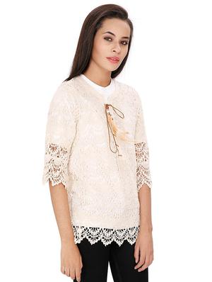 lace up detail crochet top - 15916515 - Standard Image - 2