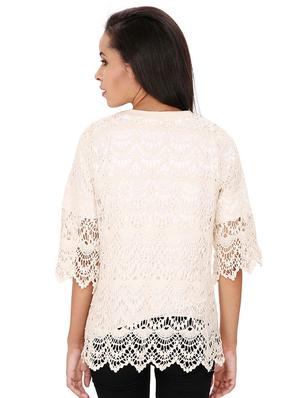 lace up detail crochet top - 15916515 - Standard Image - 3