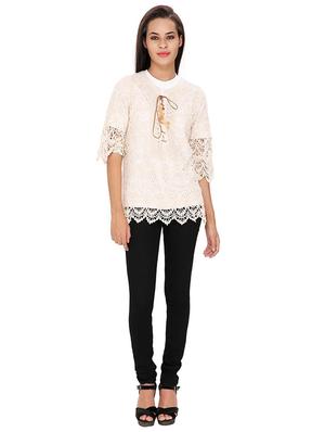 lace up detail crochet top - 15916515 - Standard Image - 4