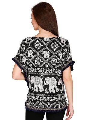 fringed edge v-neck top - 15916518 - Standard Image - 3