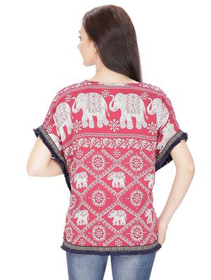 fringed edge v-neck top - 15916520 - Standard Image - 3