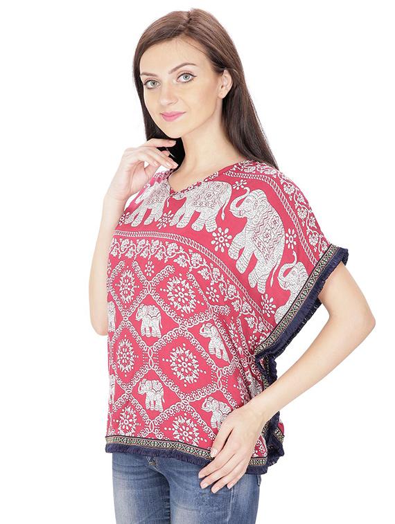 fringed edge v-neck top - 15916520 - Zoom Image - 2
