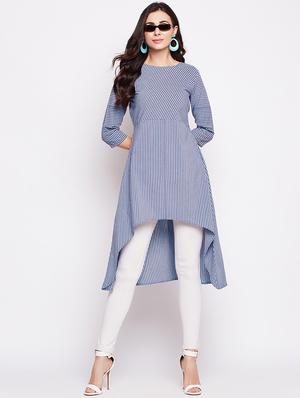 high low checkered kurta - 15916546 - Standard Image - 4