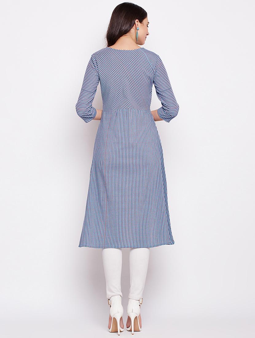 high low checkered kurta - 15916546 - Zoom Image - 3