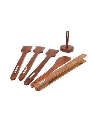 desi karigar brown wooden skimmer - 6 pieces - 15916571 - Standard Image - 3