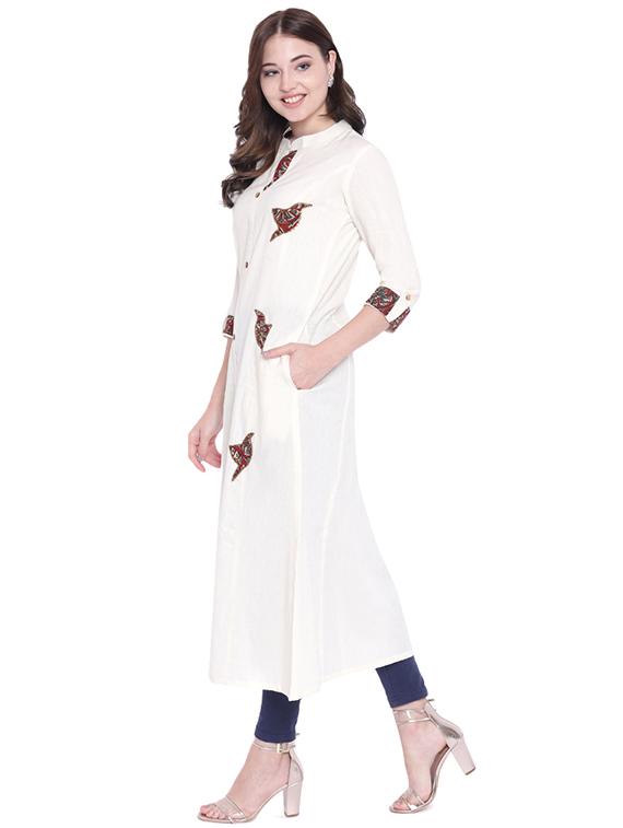 patch work a-line kurta - 15916664 - Zoom Image - 2