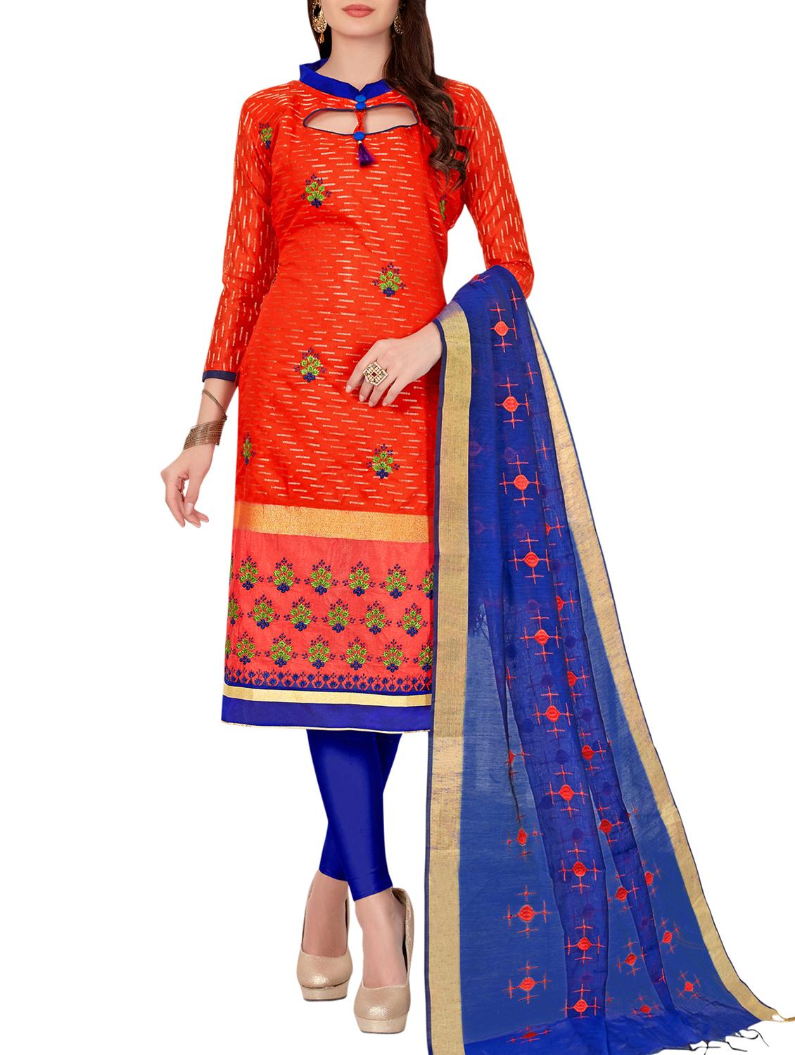 embroidered unstitched churidaar suit - 15916666 - Zoom Image - 1