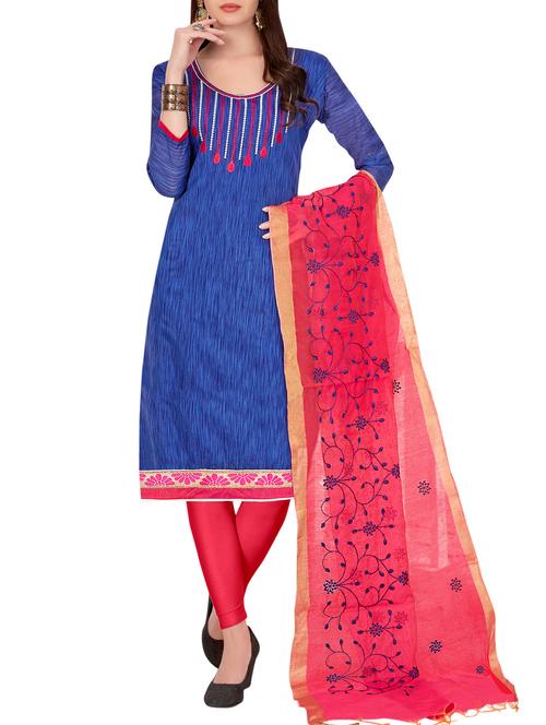 embroidered unstitched churidaar suit - 15916668 - Standard Image - 1