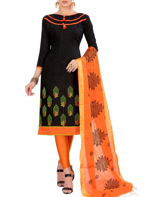 embroidered unstitched churidaar suit - 15916670 - Standard Image - 1