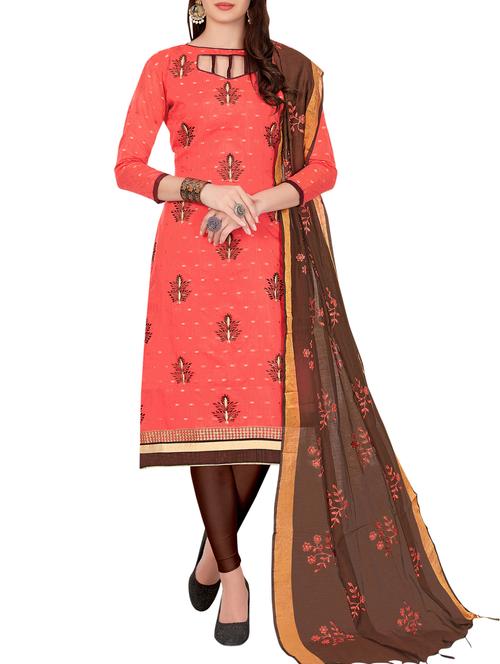 embroidered unstitched churidaar suit - 15916675 - Standard Image - 1