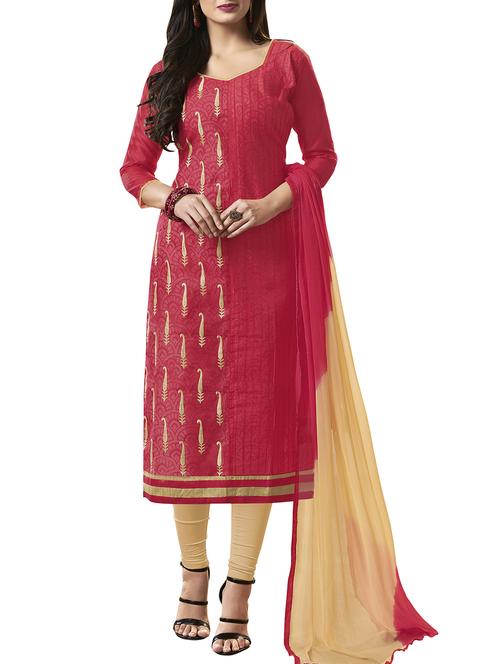 embroidered unstitched churidaar suit - 15916680 - Very Small Image - 1