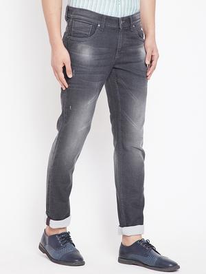 grey light washed ripped denim jeans - 15916808 - Standard Image - 2