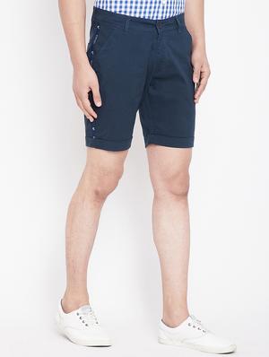 navy blue cotton blend shorts - 15916822 - Standard Image - 2