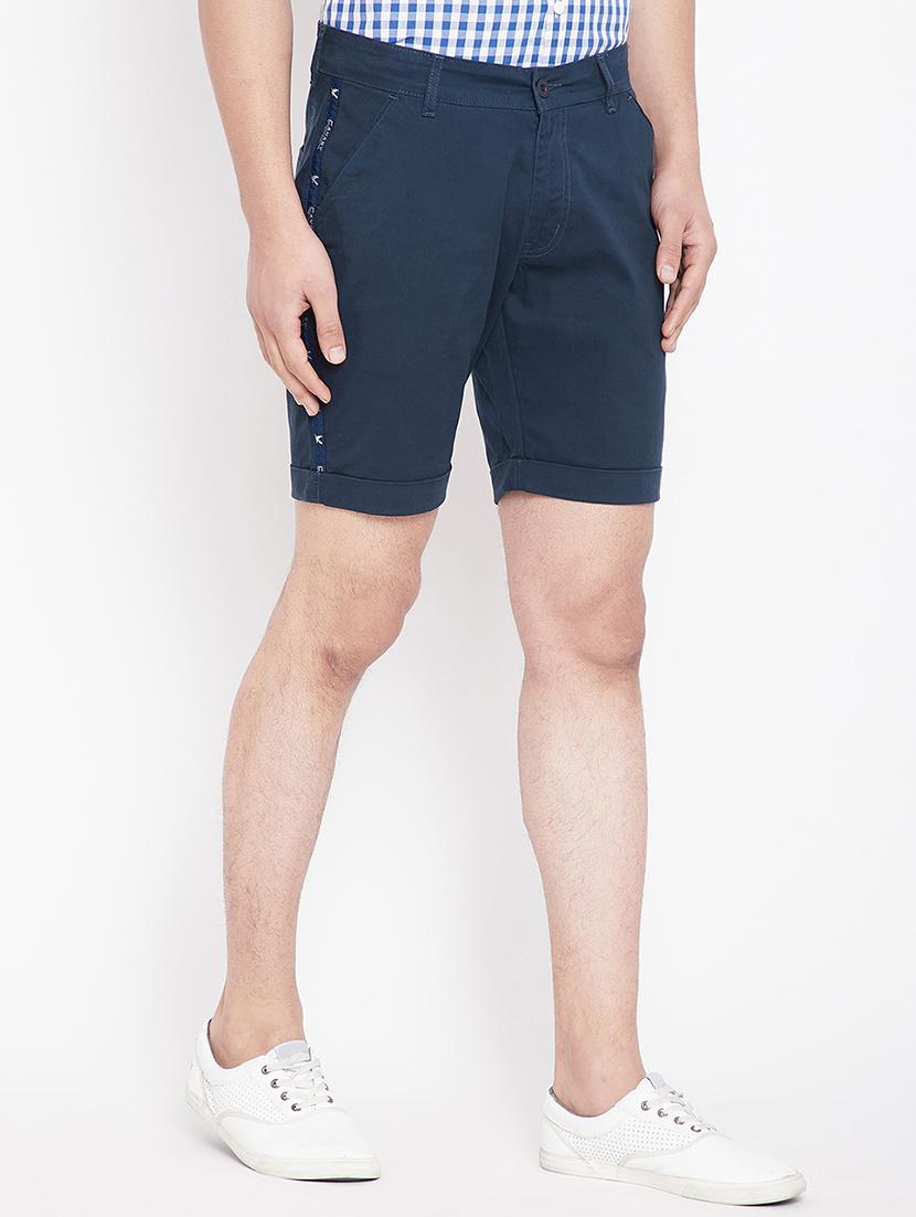 navy blue cotton blend shorts - 15916822 - Zoom Image - 2