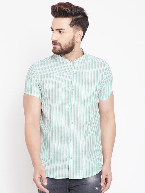 blue cotton linen casual shirt - 15916826 - Standard Image - 1