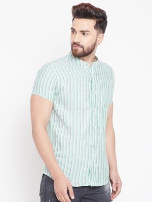 blue cotton linen casual shirt - 15916826 - Standard Image - 2