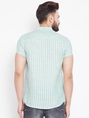 blue cotton linen casual shirt - 15916826 - Standard Image - 3