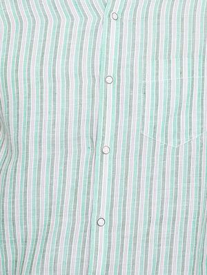 blue cotton linen casual shirt - 15916826 - Standard Image - 5