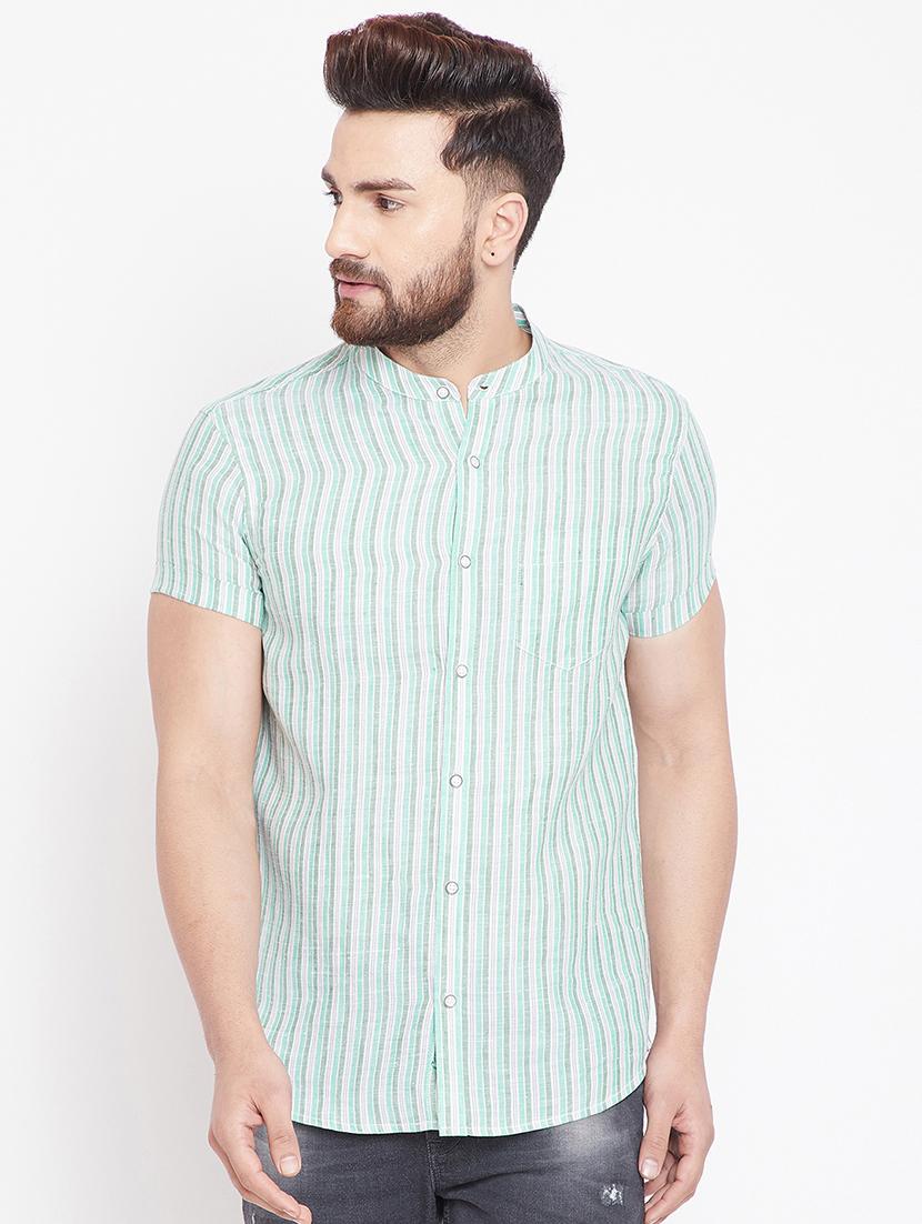 blue cotton linen casual shirt - 15916826 - Zoom Image - 1