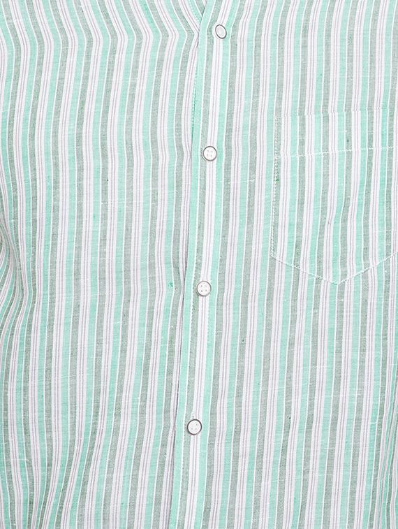 blue cotton linen casual shirt - 15916826 - Zoom Image - 5