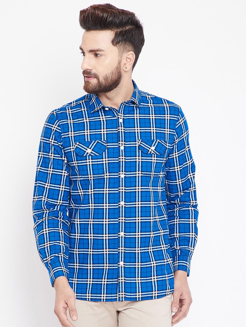 blue checkered casual shirt - 15916834 - Zoom Image - 1