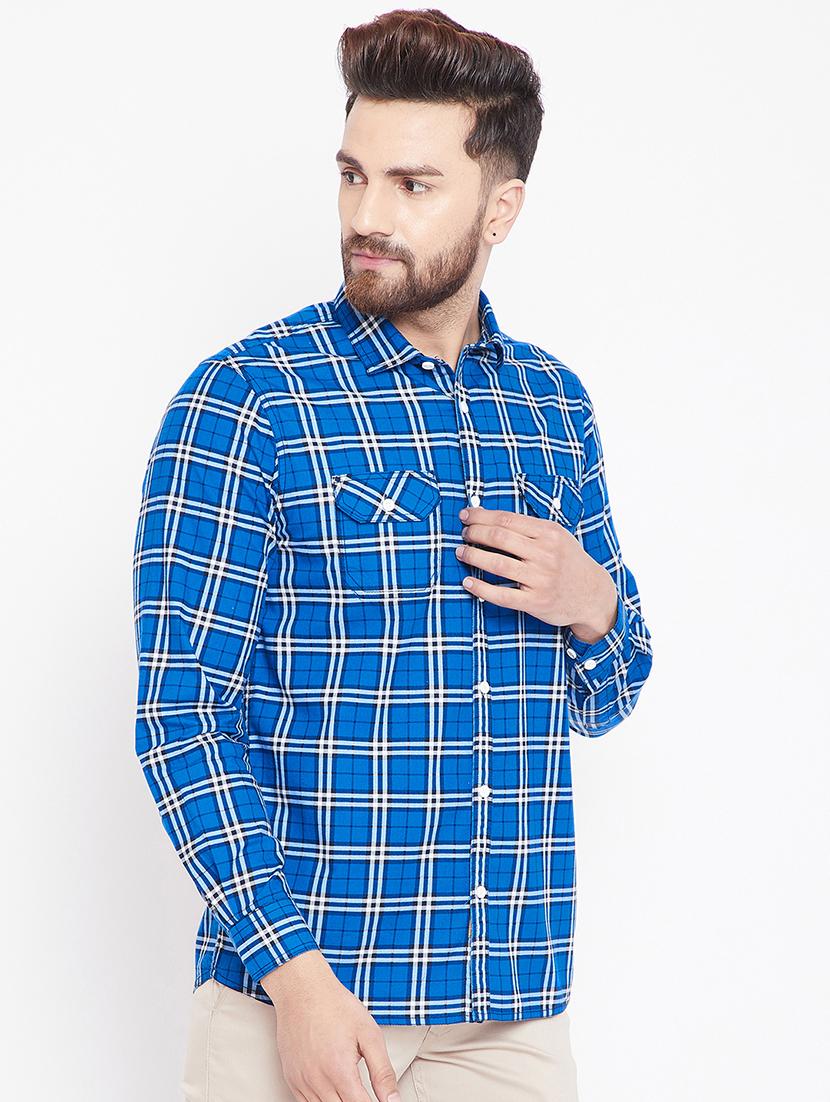 blue checkered casual shirt - 15916834 - Zoom Image - 2