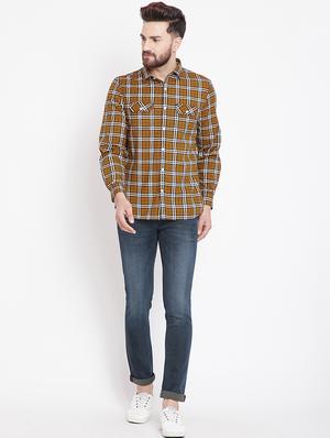brown checkered casual shirt - 15916835 - Standard Image - 4