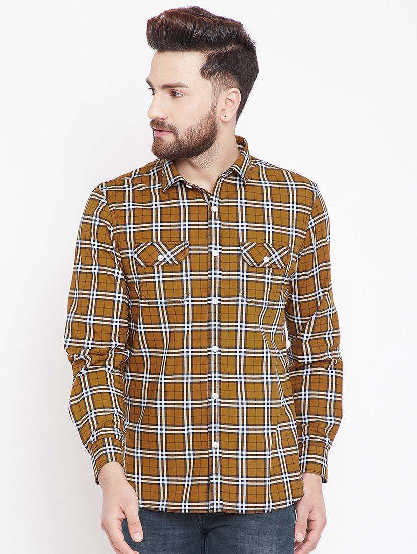 brown checkered casual shirt - 15916835 - Zoom Image - 1