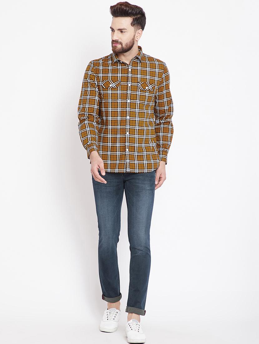 brown checkered casual shirt - 15916835 - Zoom Image - 4